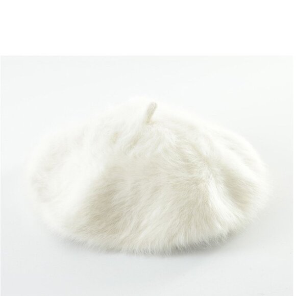 Ivory White Beret Hat French Style Soft Warm Faux Fur NWT - Picture 2 of 3